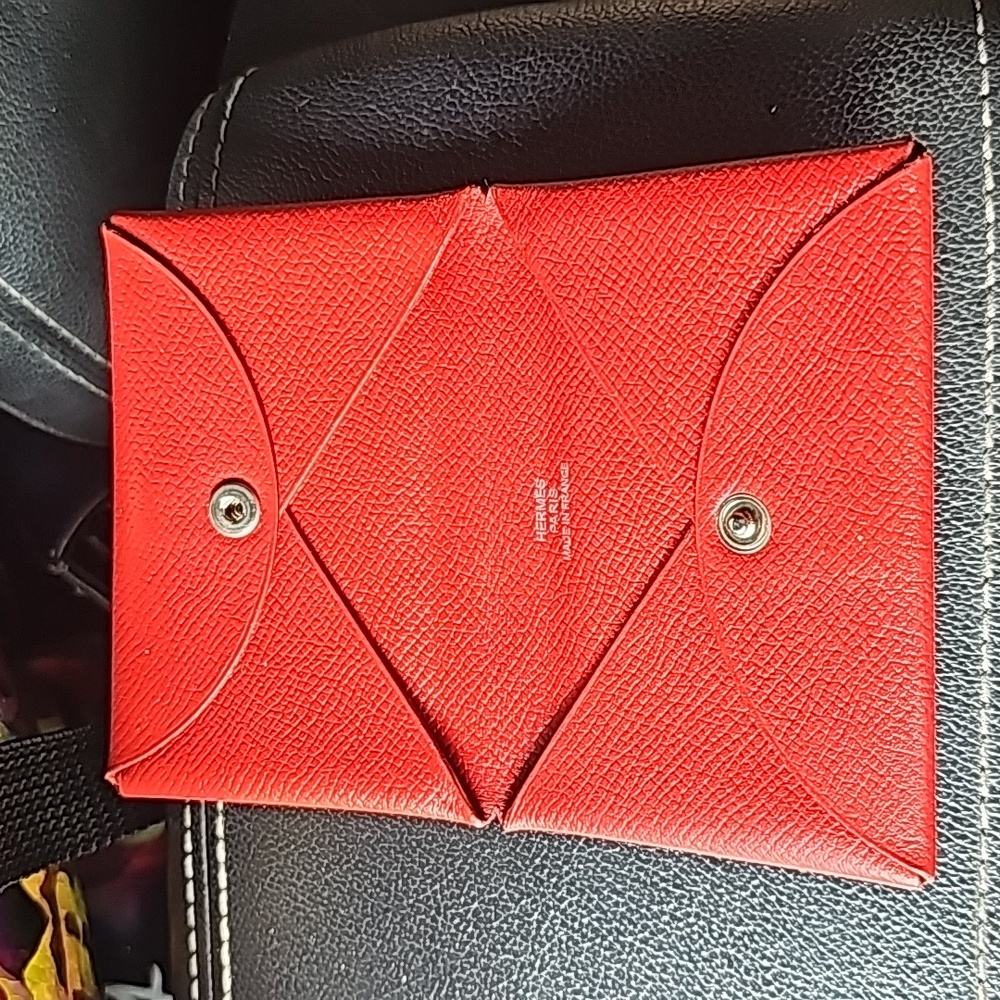 HERMES CALVI LEATHER CARD WALLET